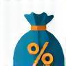 Money bag with percentage sign icon