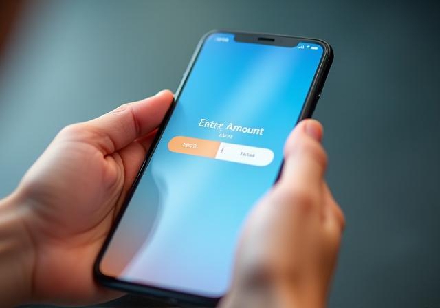 Smartphone screen showing amount entry for a money transfer.