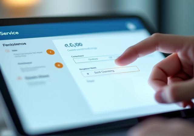 User interface showing service selection options and recipient details.