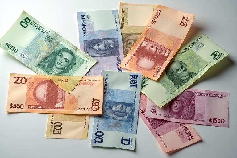 Multiple currency notes arranged neatly, representing currency exchange expertise.